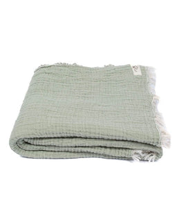 Little Fishies Gauze Receiving Blanket - Sage