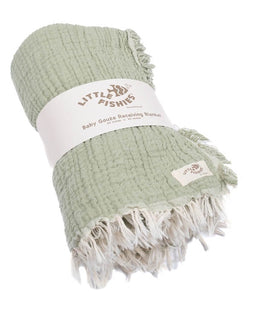Little Fishies Gauze Receiving Blanket - Sage