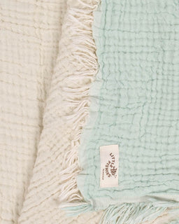 Little Fishies Gauze Receiving Blanket - Seafoam