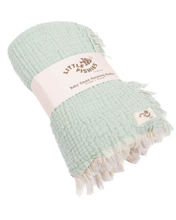 Little Fishies Gauze Receiving Blanket - Seafoam