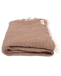 Little Fishies Gauze Receiving Blanket - Warm Taupe