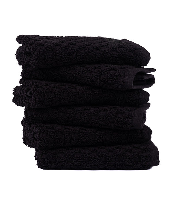 Atom Washcloth Bath Bundle - Black - 6 Pack