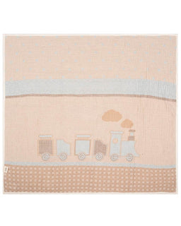 Choo-Choo Train Gauze Hooded Blanket Single