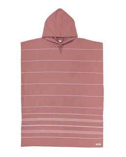 Classic Stripe Hooded Poncho - Withered Rose