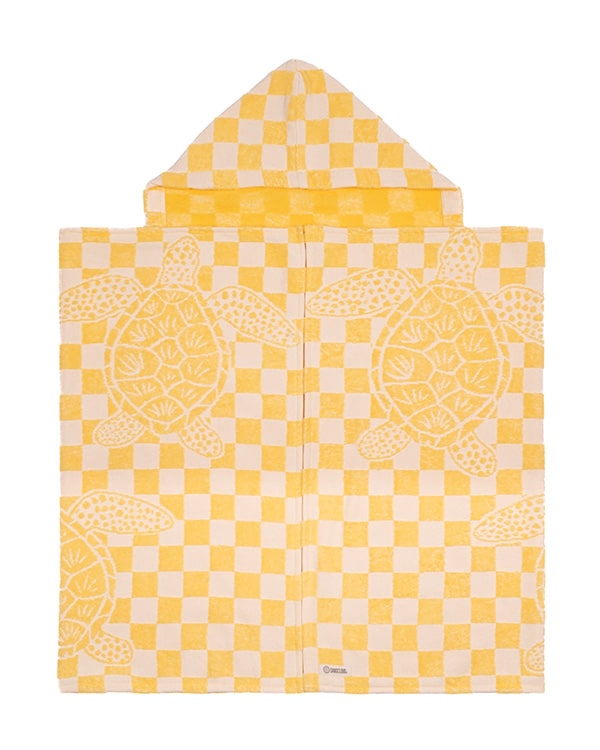 Checker Turtle Hooded Kids Bath Towel