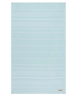 Light blue pleated towel on a white background
