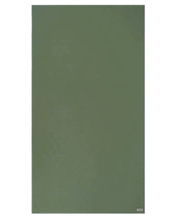 Solid green towel on a white background
