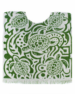 Green and white patterned terry top with turtle design on a white background