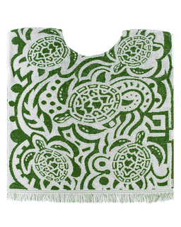 Green and white patterned terry top with turtle design on a white background