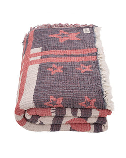 Folded blanket with star pattern on a white background