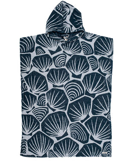 Hooded towel with shell pattern on a white background