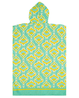 Hooded towel with geometric pattern on a white background