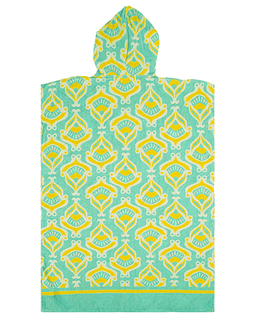 Hooded towel with geometric pattern on a white background
