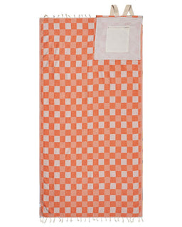 Checkered towel with a pocket on a white background