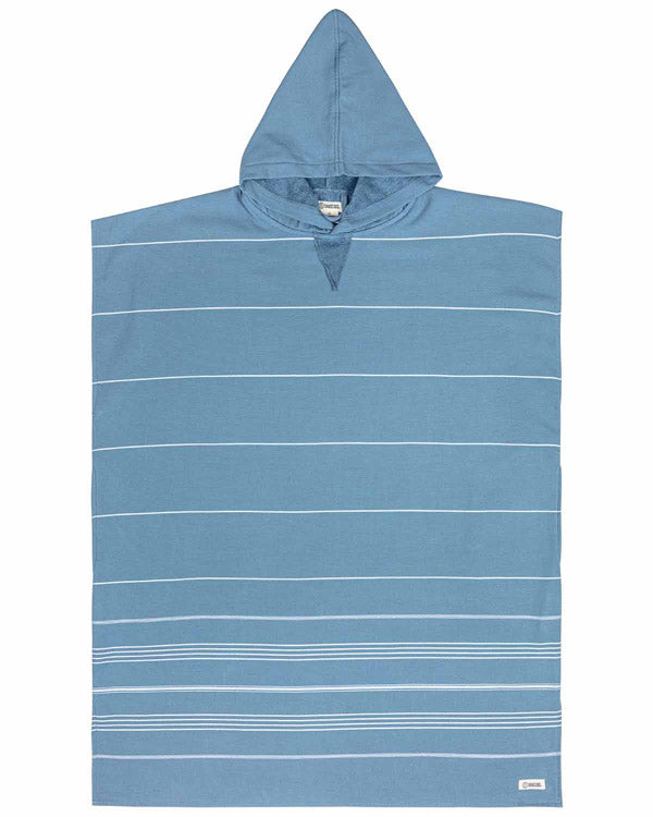 Classic Stripe Hooded Poncho Slate Blue