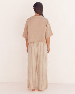 Sagar Gauze Crop Shirt - Pant Set