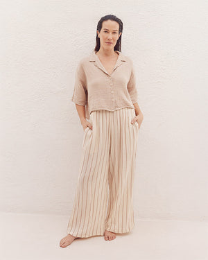 Sagar Gauze Crop Shirt - Pant Set