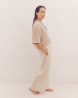 Sagar Gauze Crop Shirt - Pant Set