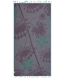 Towel with floral pattern on a gray background