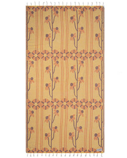 Decorative towel with floral pattern on a beige background