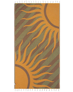 Towel with sun design on a white background