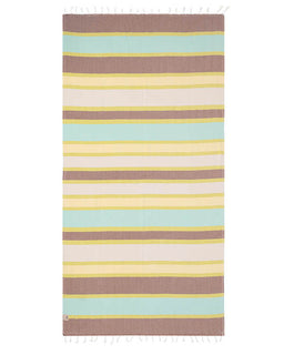 Striped towel with multicolor pattern on a white background