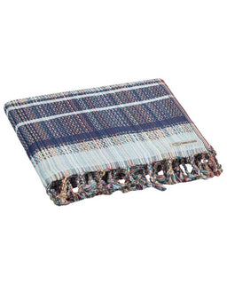Plaid towel with multicolor pattern on a white background