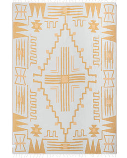 blanket with geometric pattern on a white background