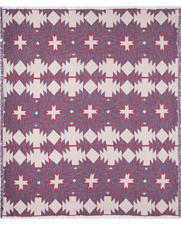 Patterned fabric with geometric design in red and white