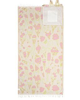 Towel with ice cream and cake pattern on a white background