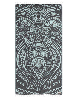 Towel with a lion design on a white background