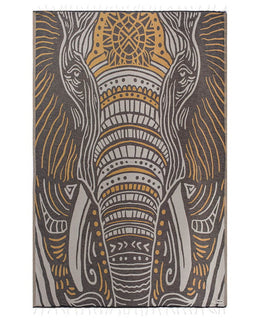 Decorative towel with elephant design on a white background