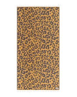 Towel with cheetah print pattern on a white background