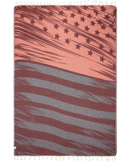 Towel with American flag design on a white background
