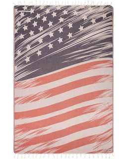 Towel with American flag design on a white background