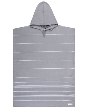 Classic Stripe Hooded Poncho - Grey