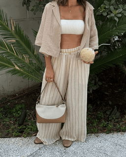 Sagar Gauze Crop Shirt - Pant Set