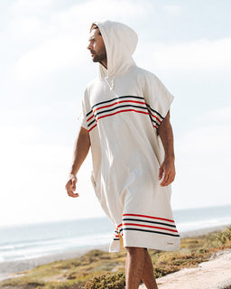 Border Classic Stripe Poncho - Red / Navy
