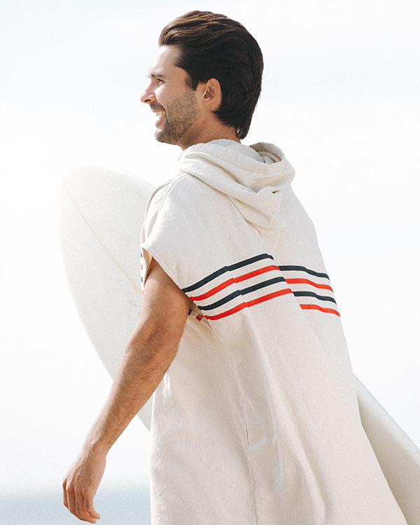 Border Classic Stripe Poncho - Red / Navy