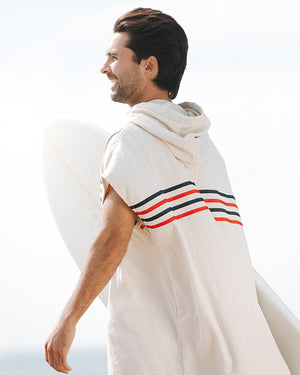Border Classic Stripe Poncho - Red / Navy