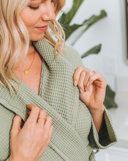 Micro Waffle Robe Sage