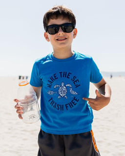 Sapphire Blue Make The Sea Trash Free Eco Kids Tee