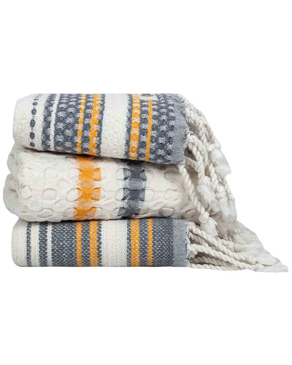 Saffron Stripe Kitchen Towel Bundle - Assorted 3 Pack