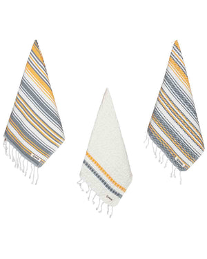 Saffron Stripe Kitchen Towel Bundle - Assorted 3 Pack