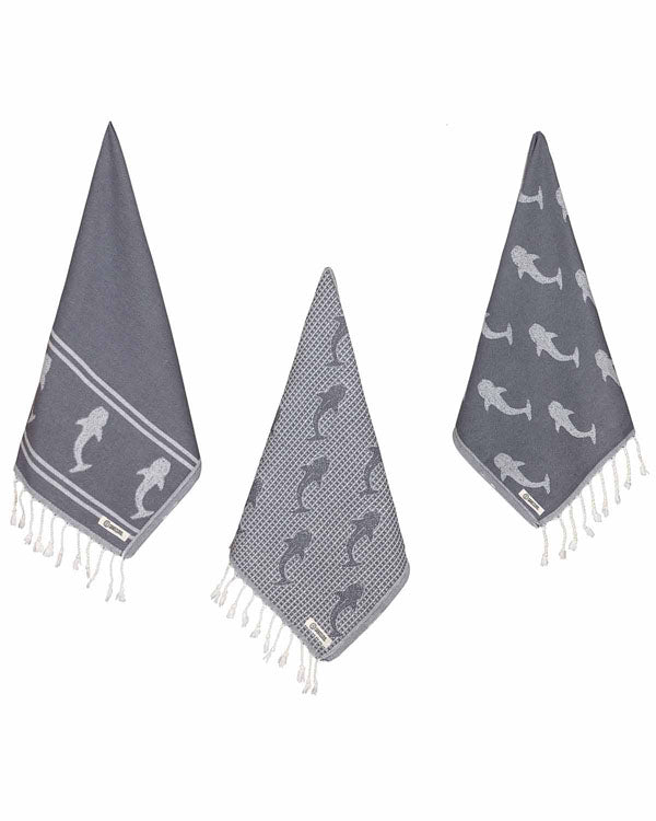 Shark Mixed Bundle - 1 Towels Set, 1 Apron, 1 Pot Holder Set