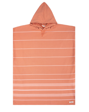 Classic Stripe Hooded Poncho Dusty Pink