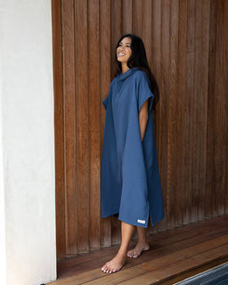 Terra Hooded Poncho Navy
